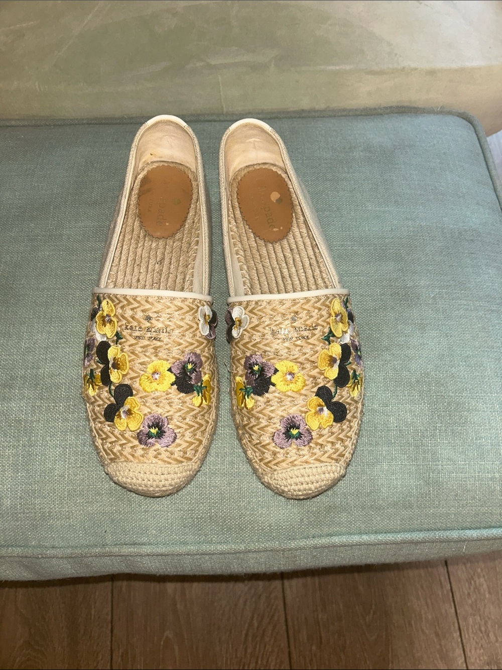 Kate Spade pansy toss woven espadrille flats